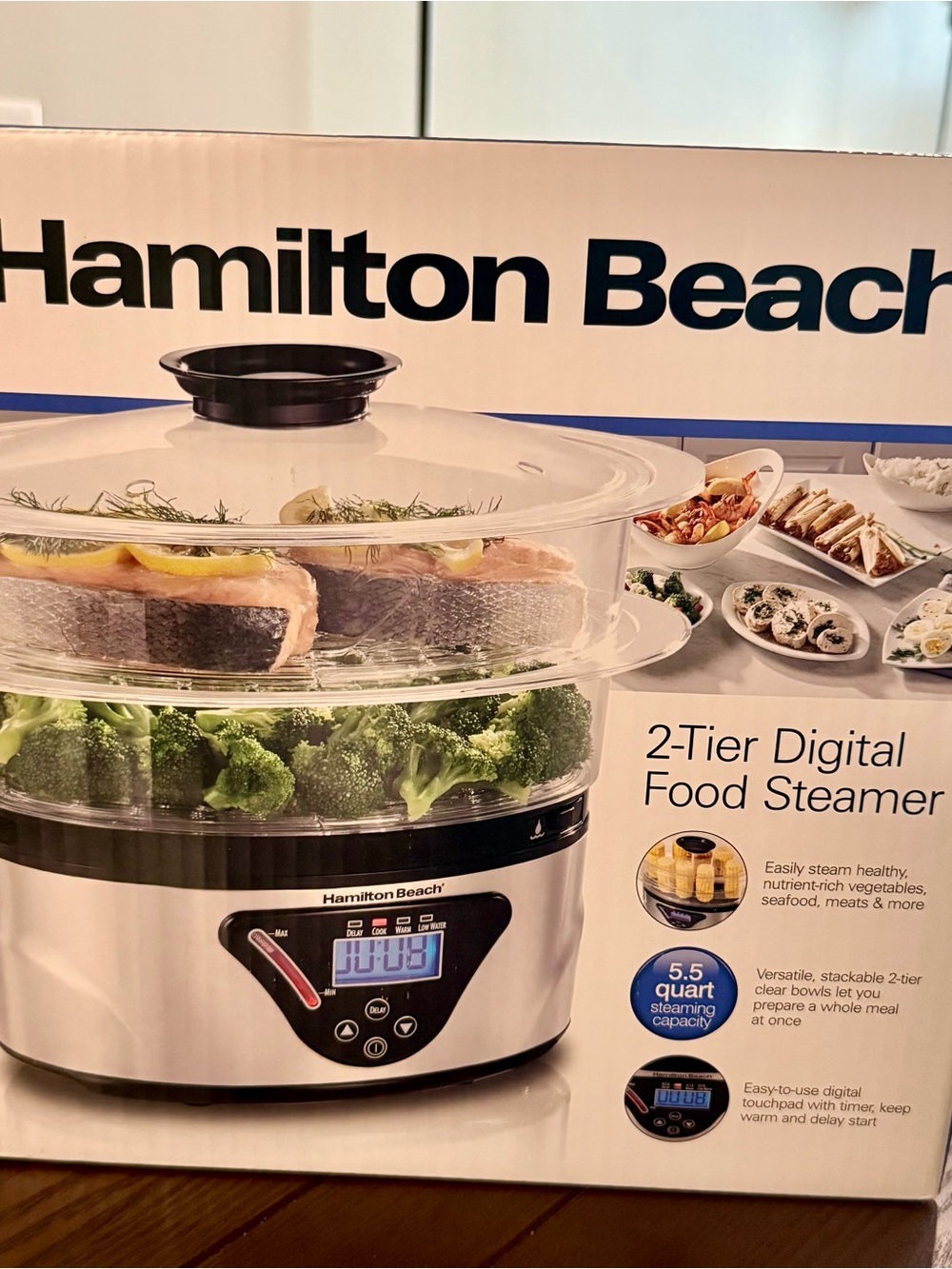 Hamilton Beach 2-Tier Digital Food Steamer - Silver and Black